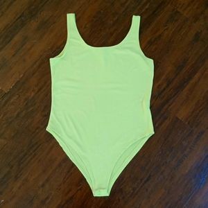 Objex Neon Lime Green Tank Top Body Suit Size Large